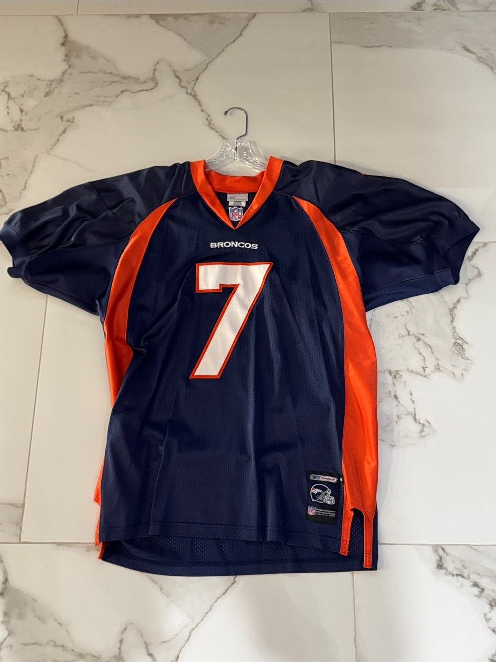 Reebok ELWAY Denver Broncos Navy and Orange #7 Football Jersey XL size 50
